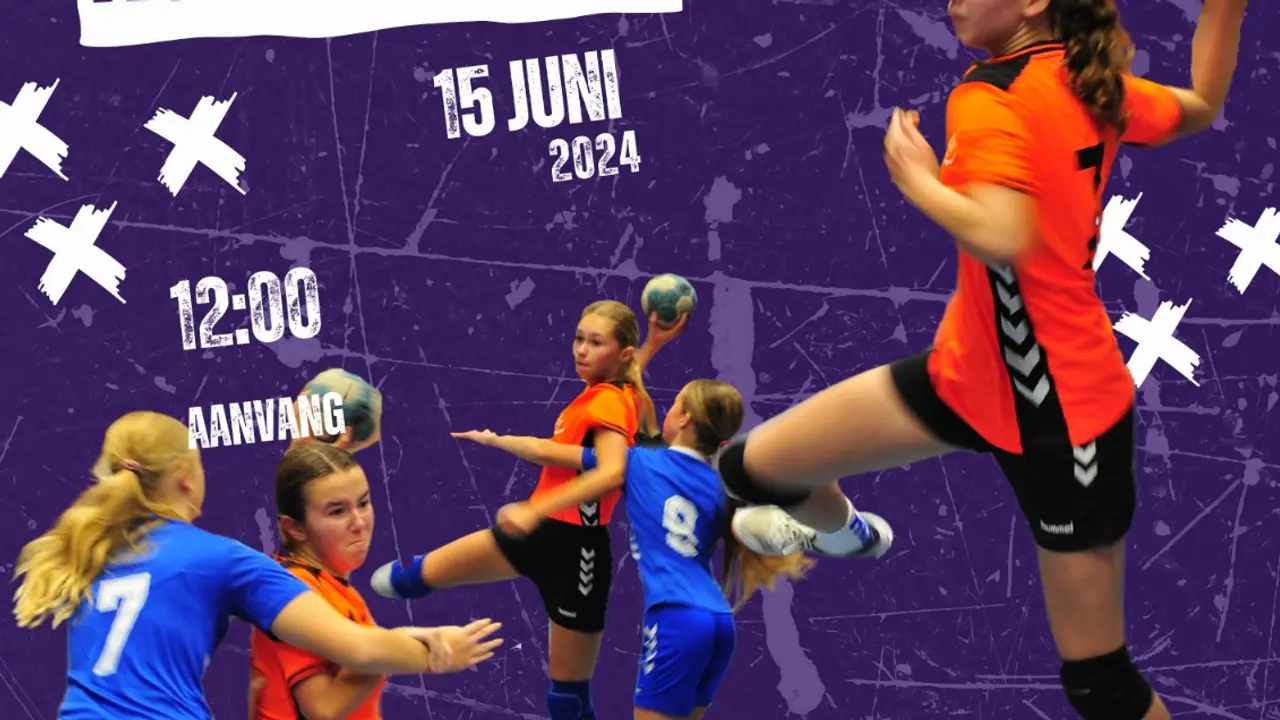 flyer handbaltoernooi 15 juni 2024 12:00 sporthal de bloemen