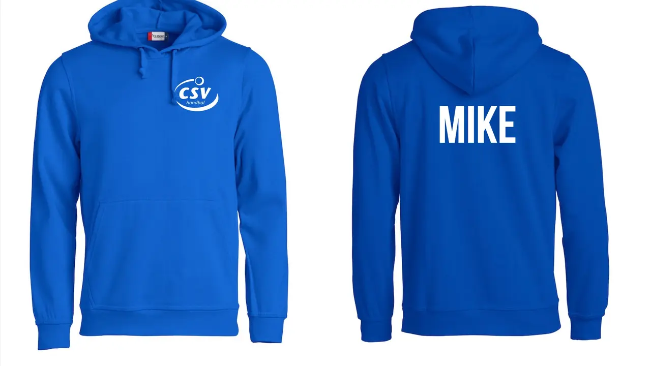 Blauwe CSV hoodie met je naam achterop
