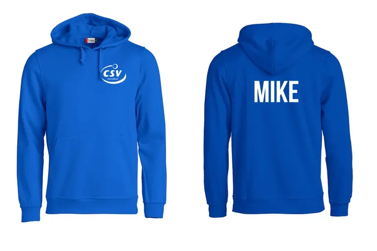 Blauwe CSV hoodie met je naam achterop